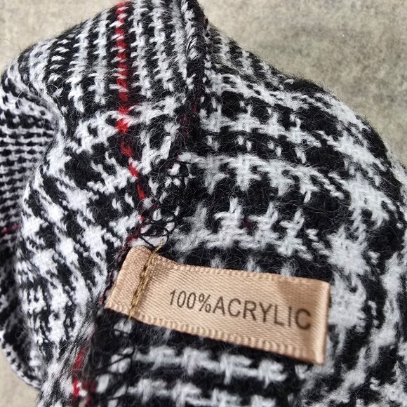 Nicole Infinity Scarf Black/White Houndstooth & Red Plaid 100% Acrylic - Picture 4 of 4